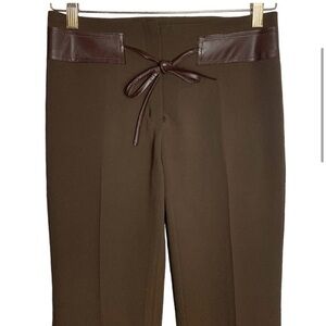 Vintage Cache Y2K Brown Trouser Pant Front Tie Pleat  Size XSmall